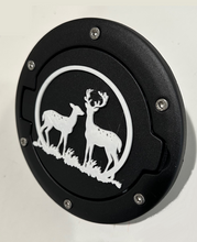 Load image into Gallery viewer, Deer Bambi Scene in 3D - Black with White Jeep Wrangler JK/JKU Flag Gas Cap Cover - I Believe UFO