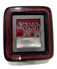 Load image into Gallery viewer, Bear Roots Style in 3D - Black Jeep Wrangler JK/JKU/JL Rear Tail Light Covers (2019-2024) non Led Version - Gone Fishing