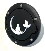Load image into Gallery viewer, Budda Lotus Flower in 3D - Black with White Jeep Wrangler JK/JKU Flag Gas Cap Cover - Zen