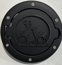 Load image into Gallery viewer, Bambi Deer Scene in 3D - Black Jeep Wrangler JK/JKU Flag Gas Cap Cover - Cute Love