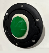 Load image into Gallery viewer, Full Gamer Turtle Shell in 3D - Black with Green Jeep Wrangler JK/JKU Flag Gas Cap Cover - Video Game Style