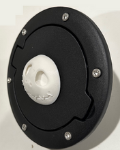 Load image into Gallery viewer, Jack Skellington Full Round Skull in 3D - Black with White Jeep Wrangler JK/JKU Flag Gas Cap Cover - Nightmare Before Christmas