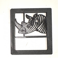 Load image into Gallery viewer, Rhinocero Rhino Dinosaur in 3D - Black Jeep Wrangler JK/JKU/JL Rear Tail Light Covers (2019-2024) non Led Version - Gone Fishing