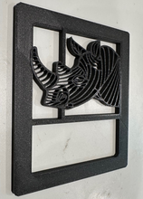 Load image into Gallery viewer, Rhinocero Rhino Dinosaur in 3D - Black Jeep Wrangler JK/JKU/JL Rear Tail Light Covers (2019-2024) non Led Version - Gone Fishing