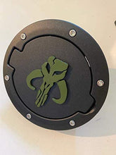 Load image into Gallery viewer, Mandalorian in 3D - Black with Army Green - Jeep Wrangler JK/JKU Flag Gas Cap Cover - Super Hero
