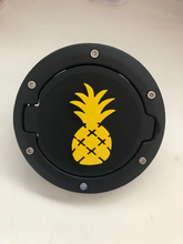 Load image into Gallery viewer, Pineapple Hawaii in 3D - Black with Yellow Jeep Wrangler JK/JKU Flag Gas Cap Cover - Just the sweet things