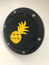 Load image into Gallery viewer, Pineapple Hawaii in 3D - Black with Yellow Jeep Wrangler JK/JKU Flag Gas Cap Cover - Just the sweet things