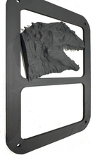 Load image into Gallery viewer, T Rex Full Figure Head Tyrannosaurus in 3D Black For Jeep Wrangler JK/JKU Rear Tail Light Covers- Dinosaur
