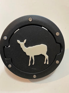 Bambi Deer in 3D - Black with White Jeep Wrangler JK/JKU Flag Gas Cap Cover - Love Animals Elk