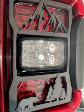 Load image into Gallery viewer, Bear Scene with Mountains in 3D - Black for Jeep Gladiator Rear LED Tail Light Covers (2020-2024 ) non Led Version) - Love Outdoors Camping
