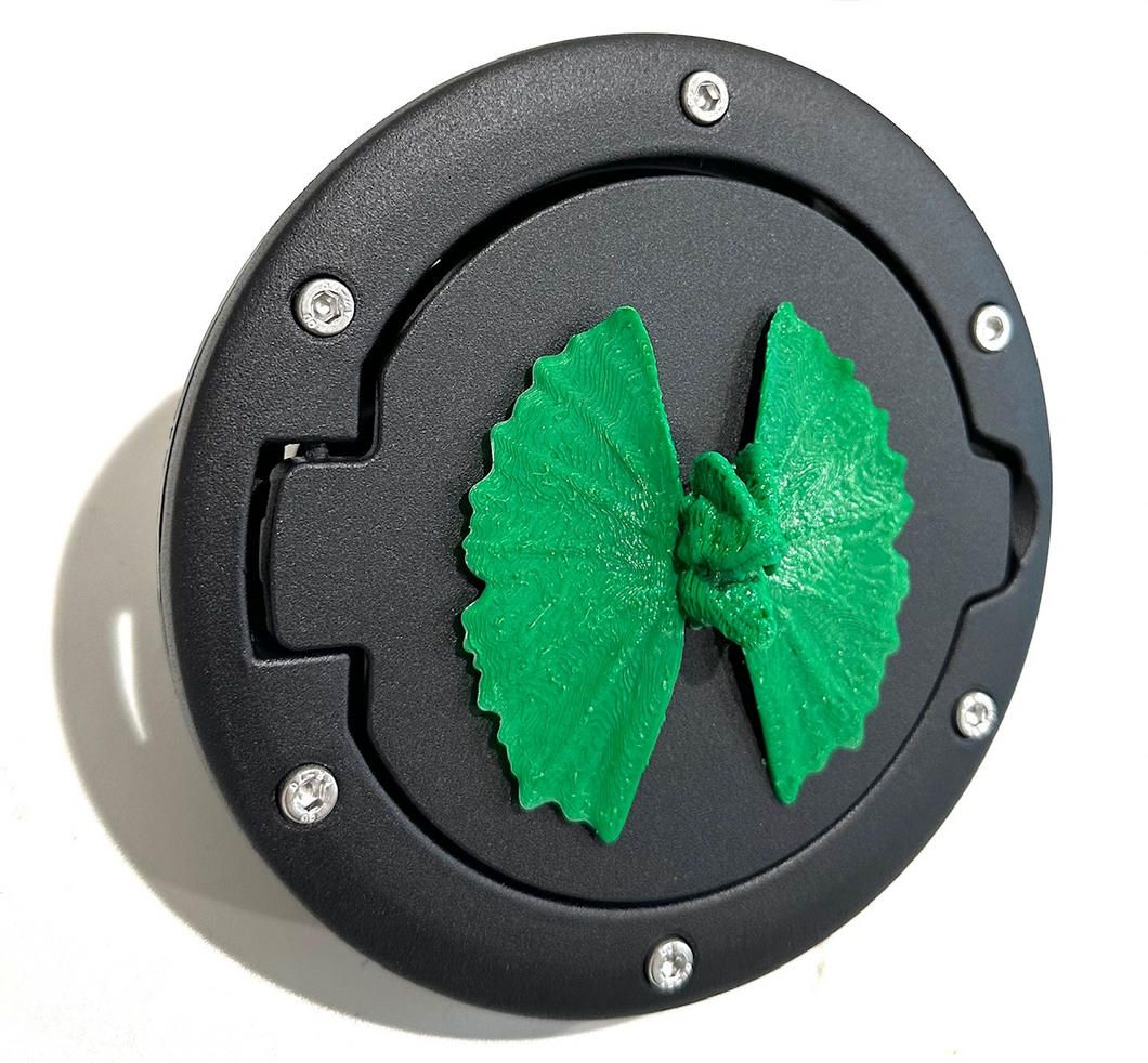 Dilophosarous in 3D - Black with Green Jeep Wrangler JK/JKU Flag Gas Cap Cover - I Believe UFO