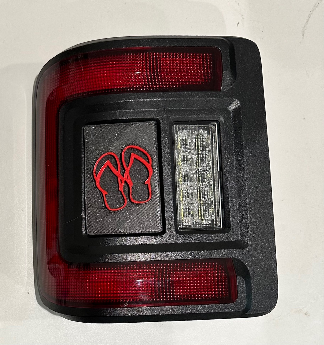 Copy of Flip Flop in 3D Blk w RED for Jeep Wrangler 2018-2024 JL Oracle Flush Lights - Custom Design - Hawaiian Hula Hibiscus