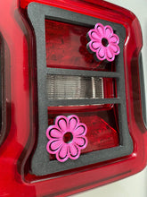 Load image into Gallery viewer, Flowery Flower in 3D Blk w Pink for Jeep Wrangler Led Version JK/JKU/JL Rear Tail Light Covers (2019-2023) Led Version - Beautiful Hawaiian

