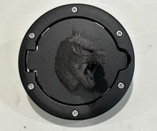 Load image into Gallery viewer, Godzilla Head Cool Design in 3D - Black with Black Jeep Wrangler JK/JKU Flag Gas Cap Cover - Japanese Super Hero
