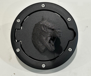Godzilla Head Cool Design in 3D - Black with Black Jeep Wrangler JK/JKU Flag Gas Cap Cover - Japanese Super Hero