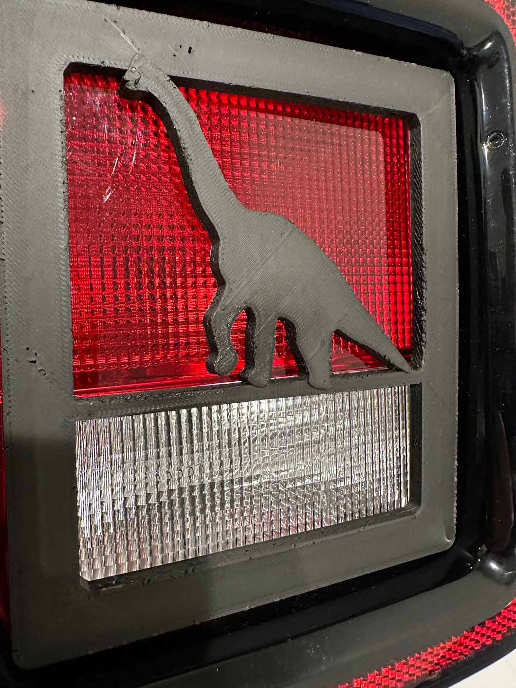 Long Neck Dinosaur in 3D - Black for Jeep Wrangler JK/JKU/JL Rear Tail Light Covers (2019-2024) non Led Version) T Rex