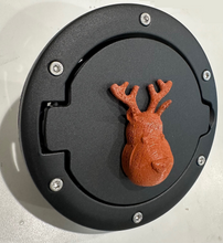 Load image into Gallery viewer, Rudolph Reindeer in 3D - Black with Brown Jeep Wrangler JK/JKU Flag Gas Cap Cover - Christmas Version
