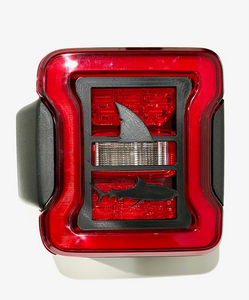 Shark with Fin in 3D for Jeep Wrangler Led Version JK/JKU/JL Rear Tail Light Covers (2019-2024) Led Version Shark Teeth Jaws