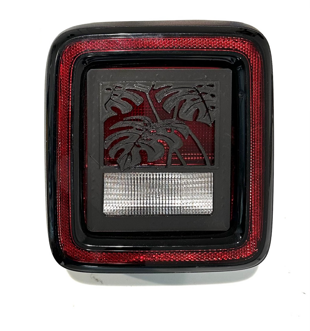 Tea Leaf in 3D - Black for Jeep Wrangler JK/JKU/JL Rear Tail Light Covers (2019-2024) non Led Version) Love plants
