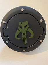 Load image into Gallery viewer, Mandalorian in 3D - Black with Army Green - Jeep Wrangler JK/JKU Flag Gas Cap Cover - Super Hero
