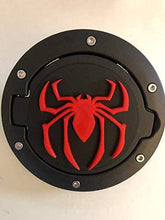 Load image into Gallery viewer, Spider Round 3D - Black with RED Jeep Wrangler JK/JKU Flag Gas Cap Cover - Super Hero
