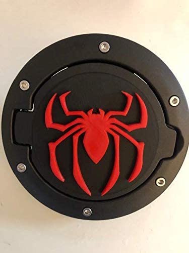 Spider Round 3D - Black with RED Jeep Wrangler JK/JKU Flag Gas Cap Cover - Super Hero