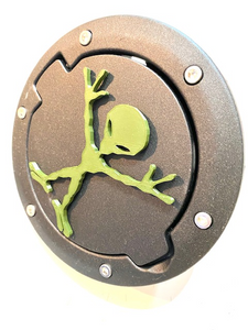 Alien Martian Splat in 3D - Black with Army Green Jeep Wrangler JK/JKU Flag Gas Cap Cover - I Believe UFO
