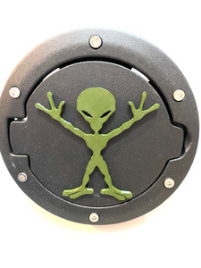 Alien Martian Splat in 3D - Black with Army Green Jeep Wrangler JK/JKU Flag Gas Cap Cover - I Believe UFO