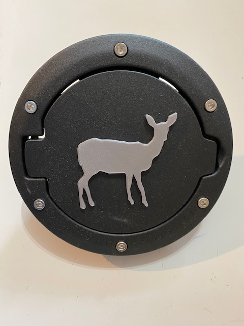 Bambi Deer in 3D - Black with Grey Jeep Wrangler JK/JKU Flag Gas Cap Cover - Love Animals Elk