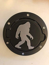 Load image into Gallery viewer, Bigfoot in 3D - Black with Grey Jeep Wrangler JK/JKU Flag Gas Cap Cover - Sasquatch Big Foot
