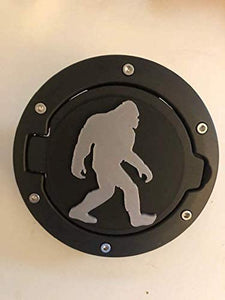 Bigfoot in 3D - Black with Grey Jeep Wrangler JK/JKU Flag Gas Cap Cover - Sasquatch Big Foot
