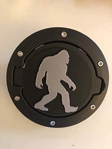 Bigfoot in 3D - Black with Grey Jeep Wrangler JK/JKU Flag Gas Cap Cover - Sasquatch Big Foot