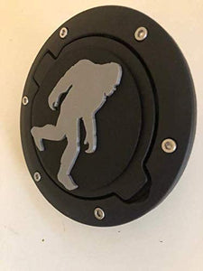 Bigfoot in 3D - Black with Grey Jeep Wrangler JK/JKU Flag Gas Cap Cover - Sasquatch Big Foot