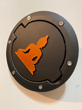 Load image into Gallery viewer, Budda Zen in 3D - Black with Orange Jeep Wrangler JK/JKU Flag Gas Cap Cover - Peaceful

