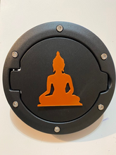 Load image into Gallery viewer, Budda Zen in 3D - Black with Orange Jeep Wrangler JK/JKU Flag Gas Cap Cover - Peaceful
