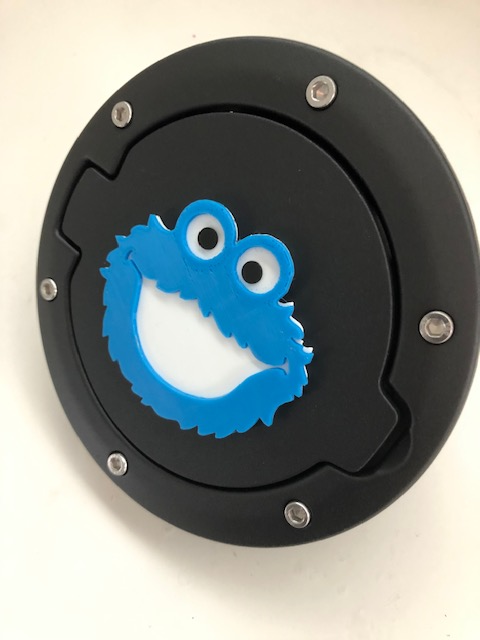 Cookie Monster in 3D - Black with Blue Jeep Wrangler JK/JKU Flag Gas Cap Cover - Love Cookies