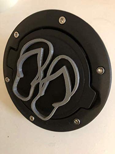 Slippers Flip Flop in 3D - Black with Grey - Jeep Wrangler JK/JKU Flag Gas Cap Cover - Hawaiian Hawaii Aloha