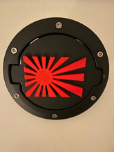 Load image into Gallery viewer, JDM Flag in 3D - Black with RED- Jeep Wrangler JK/JKU Flag Gas Cap Cover - Genuine Japanese Cultur
