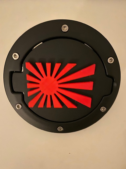 JDM Flag in 3D - Black with RED- Jeep Wrangler JK/JKU Flag Gas Cap Cover - Genuine Japanese Cultur