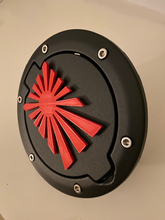 Load image into Gallery viewer, JDM Flag in 3D - Black with RED- Jeep Wrangler JK/JKU Flag Gas Cap Cover - Genuine Japanese Cultur
