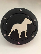 Load image into Gallery viewer, Pitbull Dog Stance in 3D - Black with White - Jeep Wrangler JK/JKU Flag Gas Cap Cover - Aggresive Dog Love
