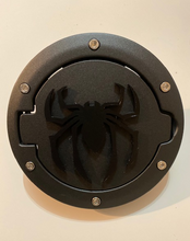 Load image into Gallery viewer, Spider Round 3D - Black with Black Jeep Wrangler JK/JKU Flag Gas Cap Cover - Super Hero
