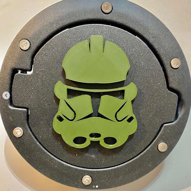 Storm Trooper in 3D - Black with Army Green For Jeep JK/JKU Flag Gas Cap Cover